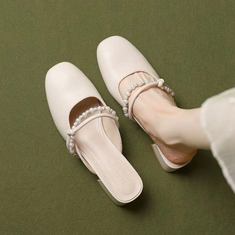 Ddmyoutdoor Women S Peep Toe Sandals New Summer Fairy Style Fashion Versatile Daily Commute High End Half Slippers Outdoor Shoes