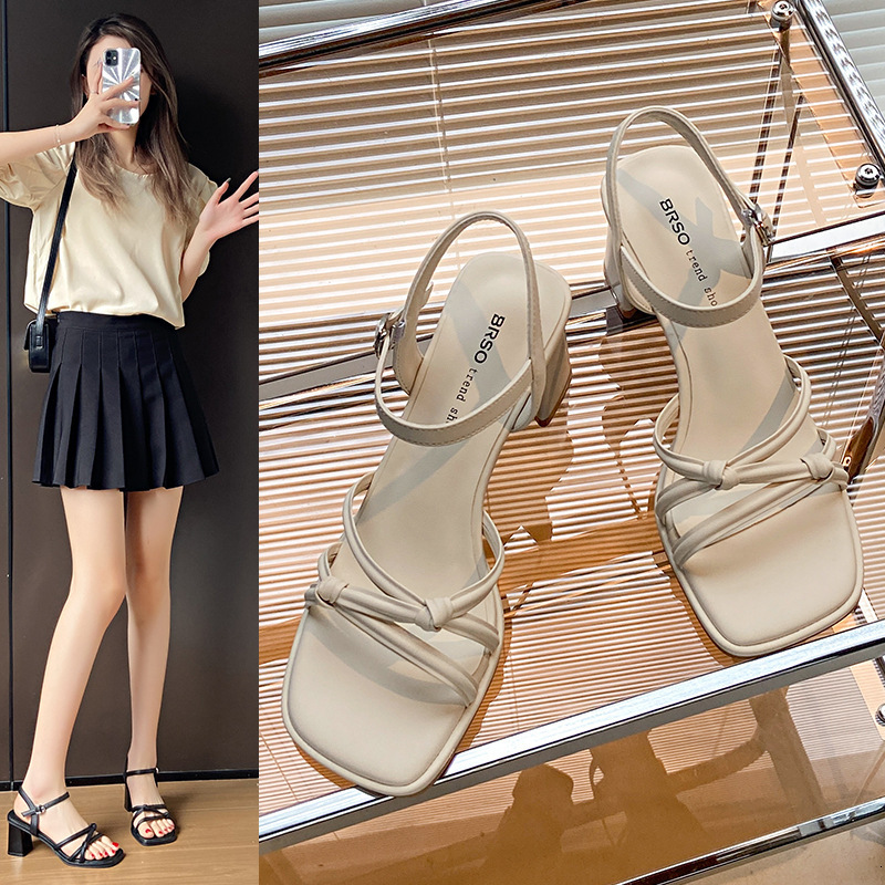 Ddmyoutdoor French Style Stunning Sandals Women New One Strap High End Feel Perfect With Dresses Roman Shoes For Summer Outdoor Shoes