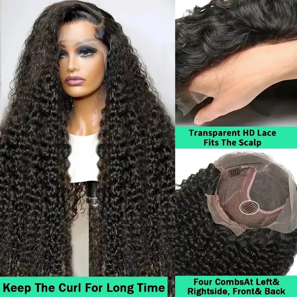 250 Density 36 Inch Brazilian Deep Wave Front Wig Water Wave 13x6 Hd Lace Frontal Wig 13x4 Curly Human Hair Wigs Wear And Go For Women
