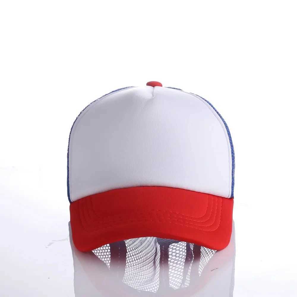 Blue Red Hat Mesh Trucker Cap Summer Dustins Baseball Hat Adjustable Size for Kids Adults W250614