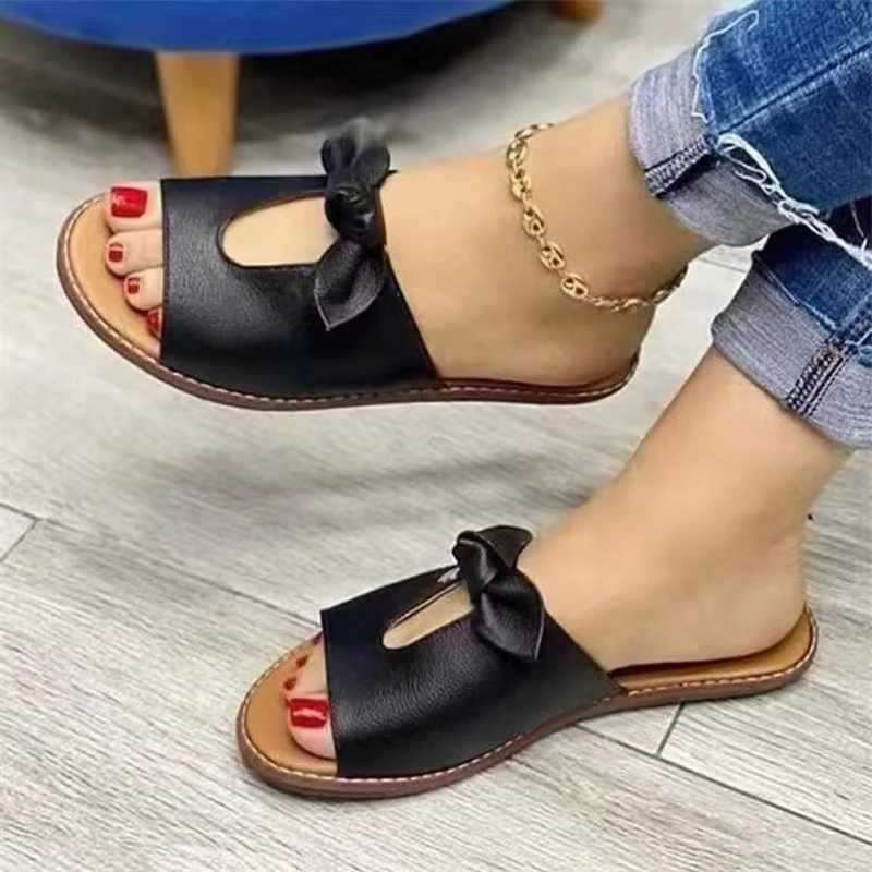 Summer Women Sandals Fashion Bow Female Slippers Plus Size Casual Women Open Toe Shoes Anti-Slip Beach Shoes Womens Slippers Z250614