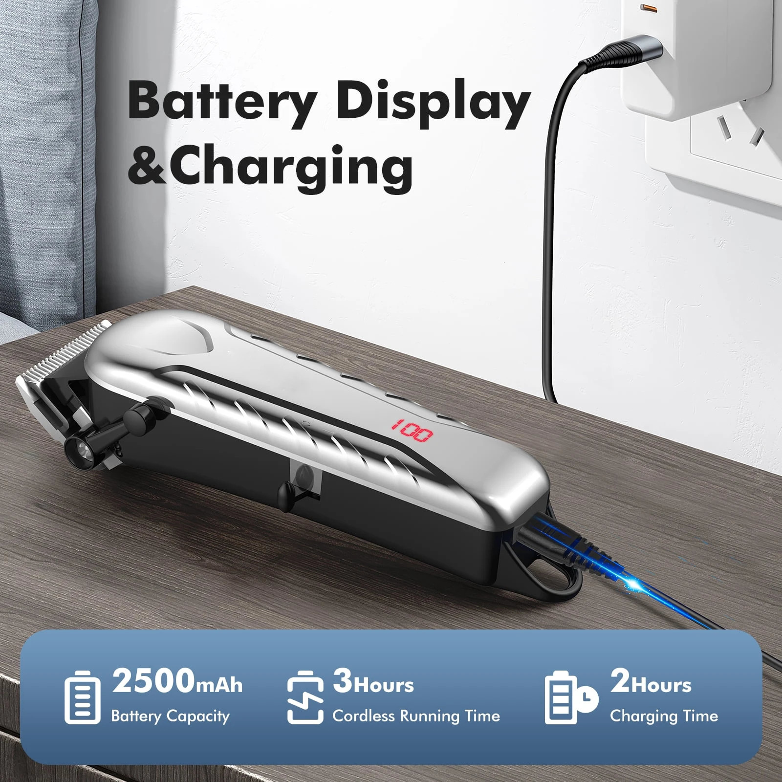 Hair Clippers for Men Professional Cordless Barber Clippers Trimmer with 10 Combs Gift for Him 250612