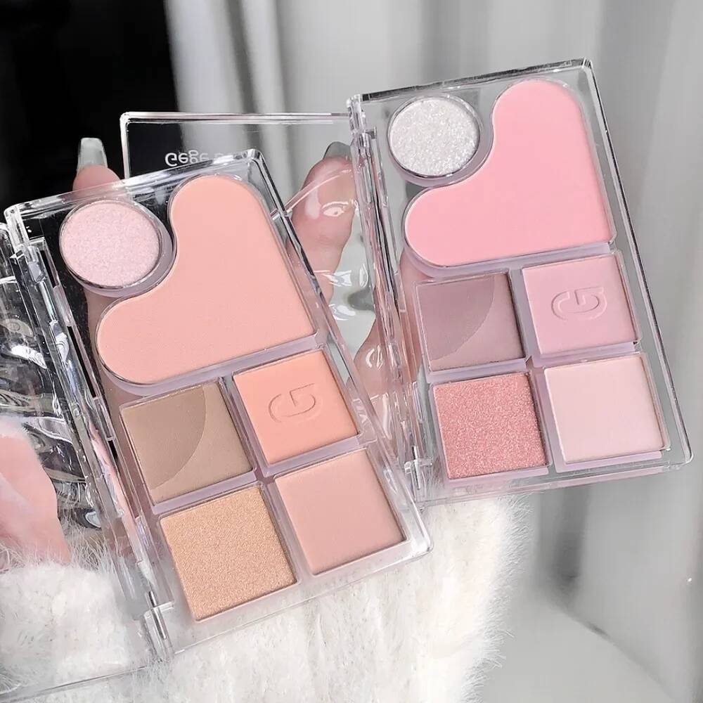Pinky Heart Gege Bear Matte Pearlescent Earth Color Sequin Long-Lasting Eyeshadow And Contour Palette Makeup