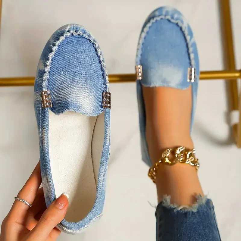 Women Casual Shoes 2024 New Spring and Autumn Flat Loafers Shoes Women Fi N-slip Soft Denim Flat Shoes Womens Shoes XJ250614