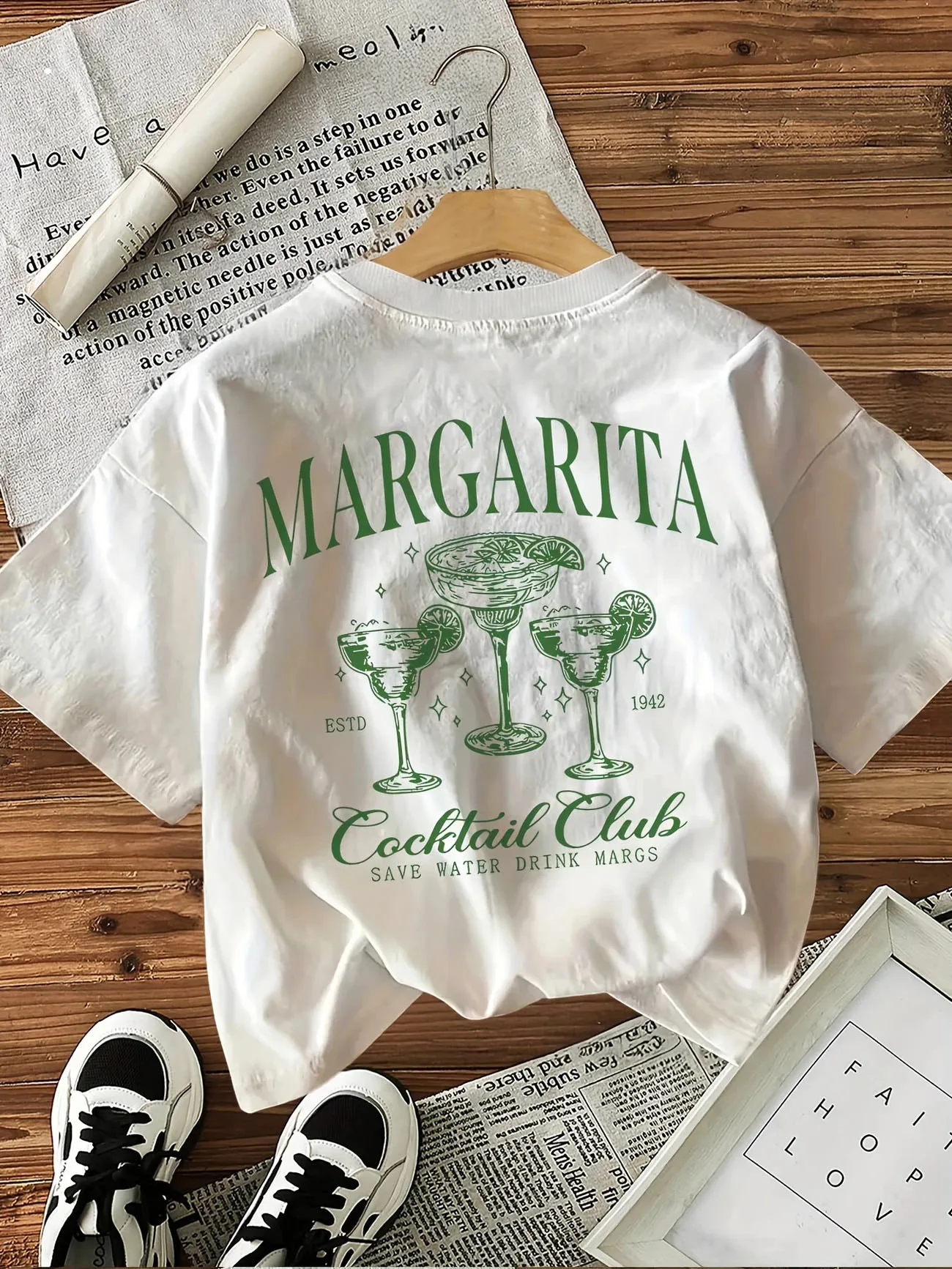 Y2K Margarita Graphic Tee - Women's Loose Fit 100% Cotton Funny T-Shirt, Egirl Korean Fashion Casual Summer Top