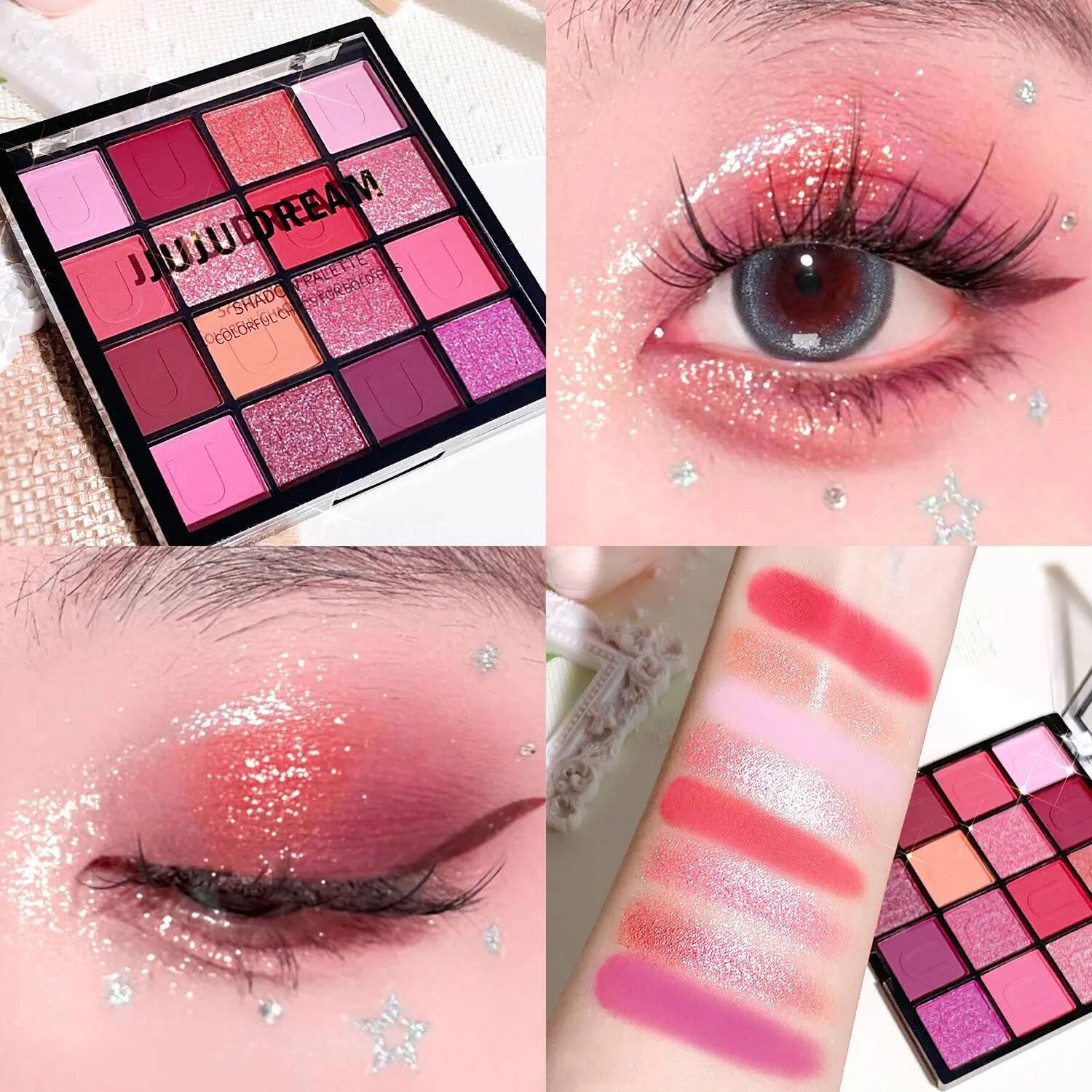 16 Colors Koi Mermaid Palette, Wizard of Oz, Pearlescent Matte, Fine Glitter, aron Eyeshadow