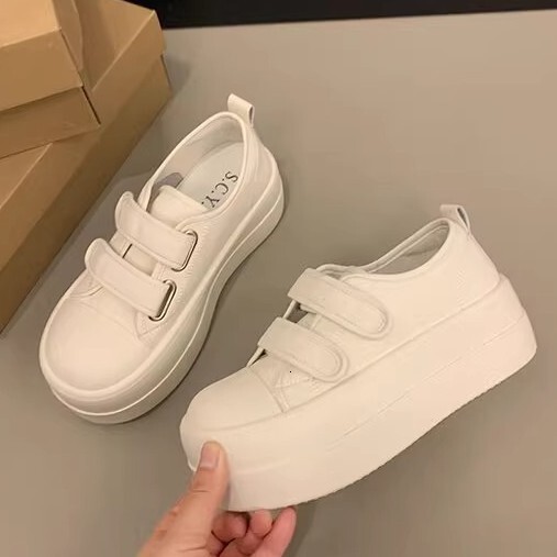 Ddmysports Magic Tape Ugly Cute Big Head Spring Summer New Casual Sneakers White Women Biscuit Thick Sole Single Shoes Outdoor Shoes