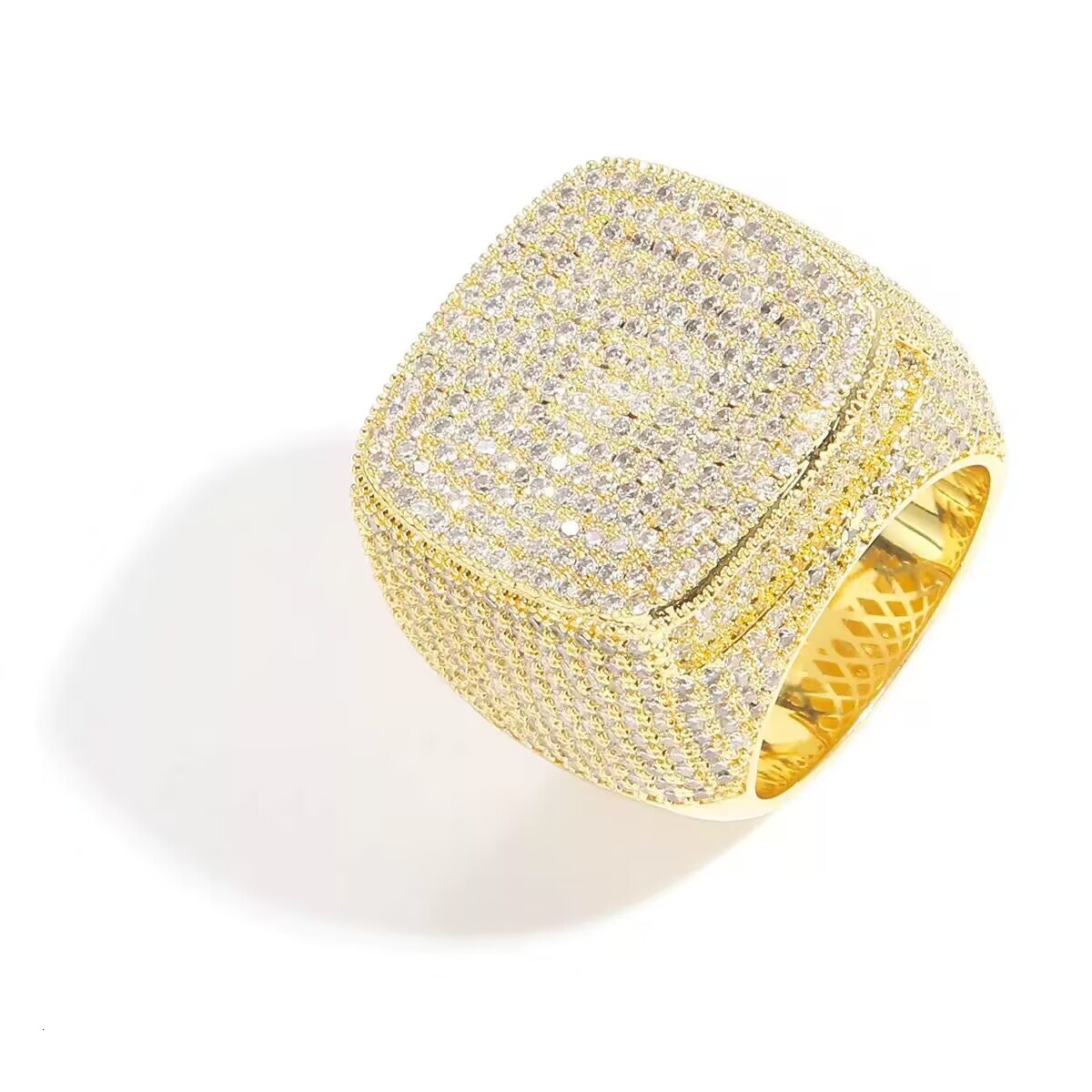 Mens S925 Silver Mosan Diamond Square Ring Cross-Border Hip Hop DIY Custom Letter Ring Personalized