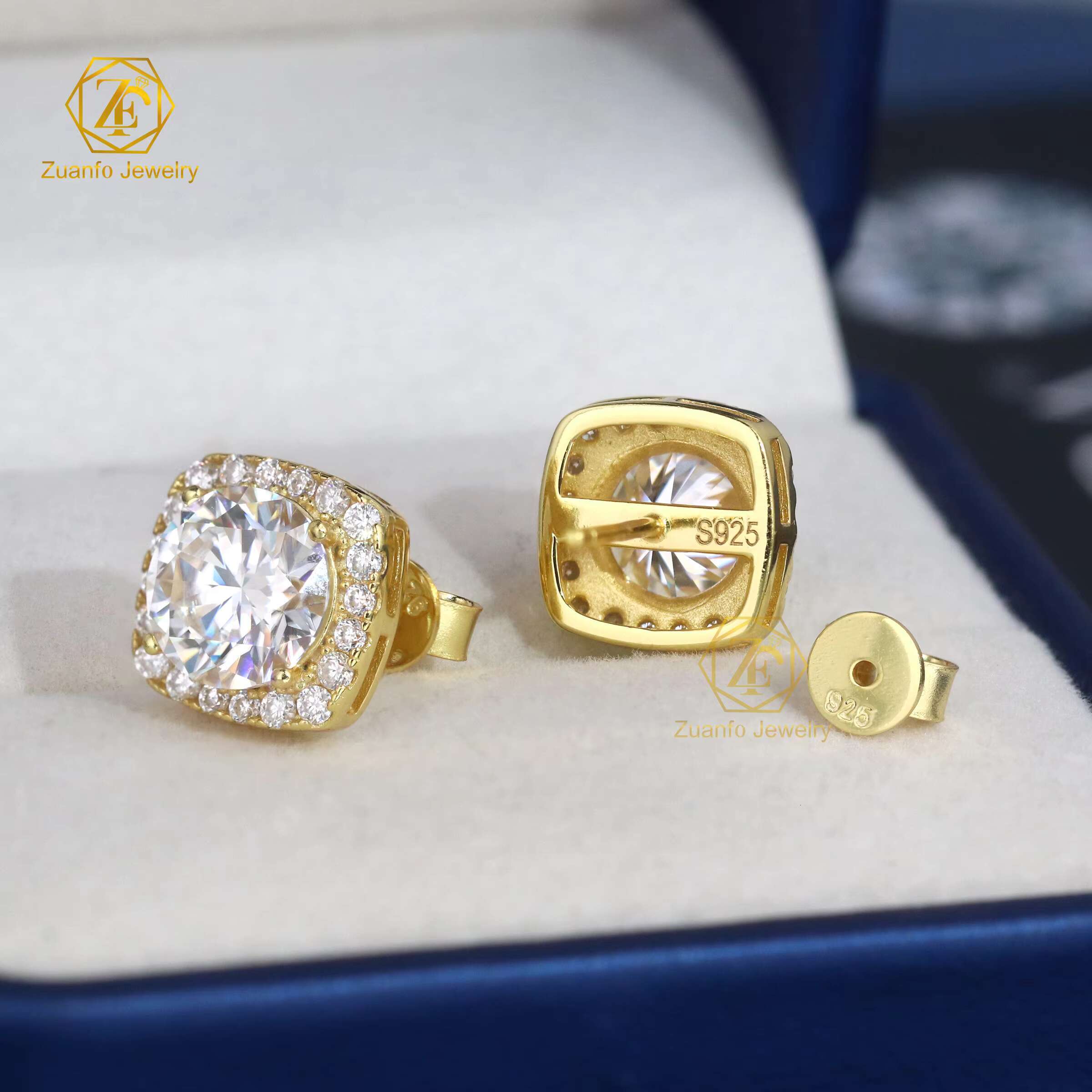 Women Earring 100% 925 Fine Silver 6.5mm 8mm D Moissanite butterfly Back Flower Cluster Halo Diamond Earrings GRA Certificate