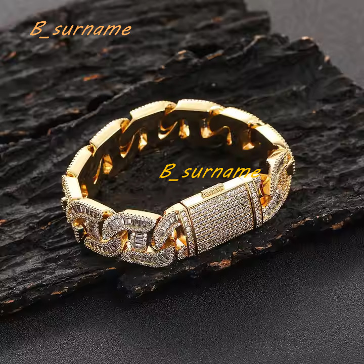 Custom 6 Inch Moissanite Cuban Link Bracelet for Men Gold Plated Iced Out Bangle with Micro Pave Setting Hip Hop Jewelry