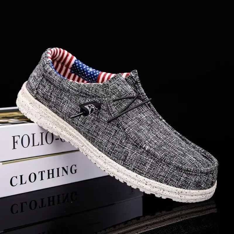 Mens Fi Canvas Loafers Comfortable Lightweight Breathable Mens Casual Shoes Flat Slip- Driving Shoes Man 2025 XJ250614