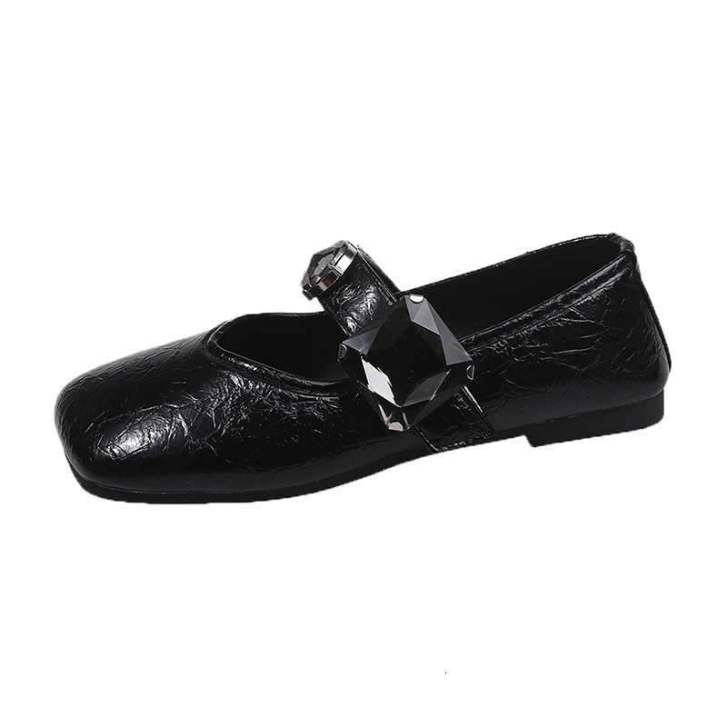 Ddmyoutdoor French Soft Sole Rhinestone Small Leather Summer New Flat Fairy Style Shallow Mouth Dress Shoes For Women Outdoor Shoes
