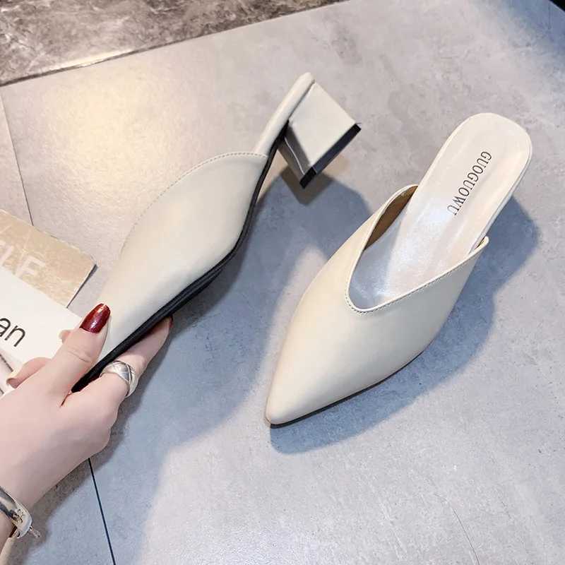 Baotou Half Slippers Womens Shoes 2024 Spring Fashion Temperament Chunky Slippers Chunky Pointed Sandals shoes for women Z250614