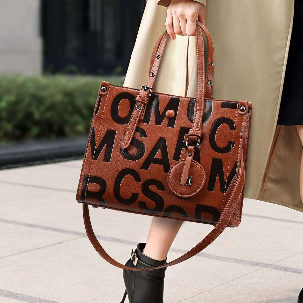 Handbag Fashion Letter Embossed Women New Large Capacity Commuter Tote Bag