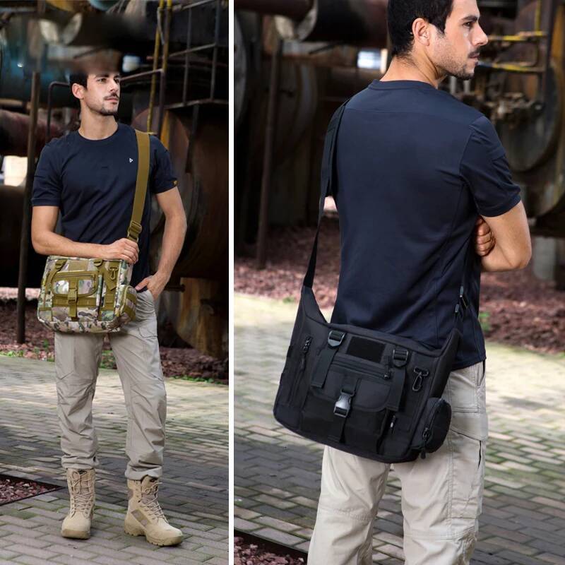 Camouflage shoulder 14 inch Laptop leisure large messenger bag men A4 University College Student schoolbag