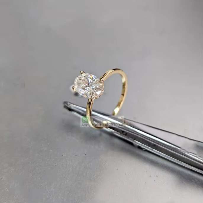 Foxi Moissanite Jewelry Solid 14K Gold Lab Grown Diamond Wedding Ring Classic Hidden Halo Oval Cut Solitaire Engagement Ring
