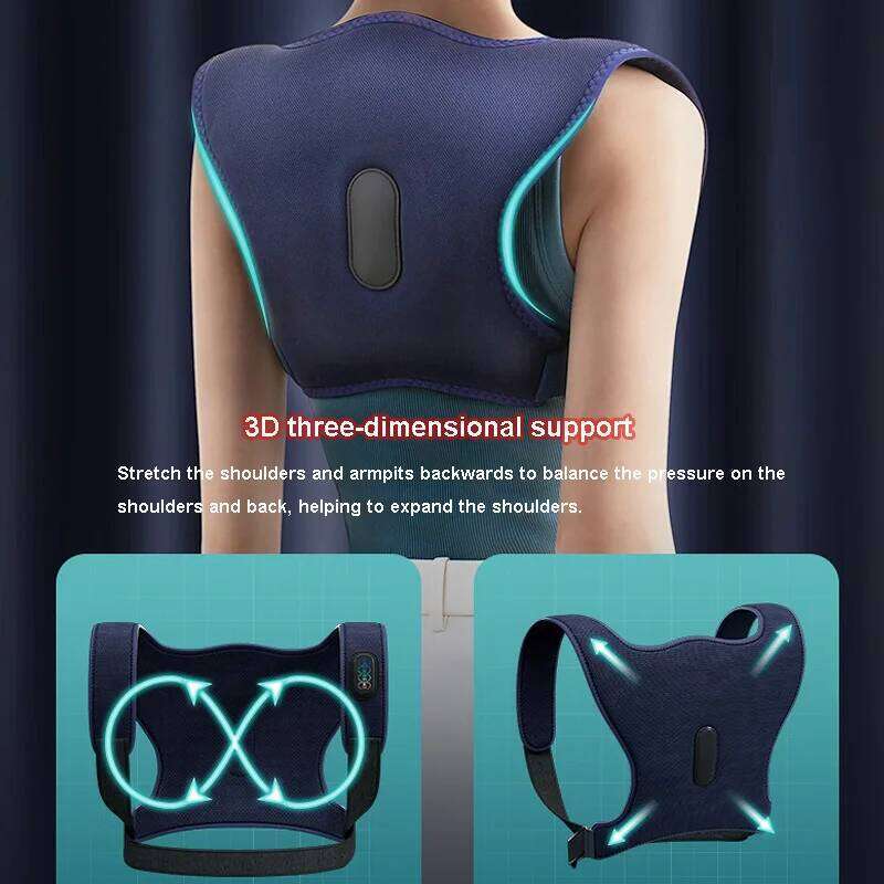 Household Wireless Vibration Hot Compress Back Stretching Massager Therapy Pain Relief Shoulder Thermal Support Strap