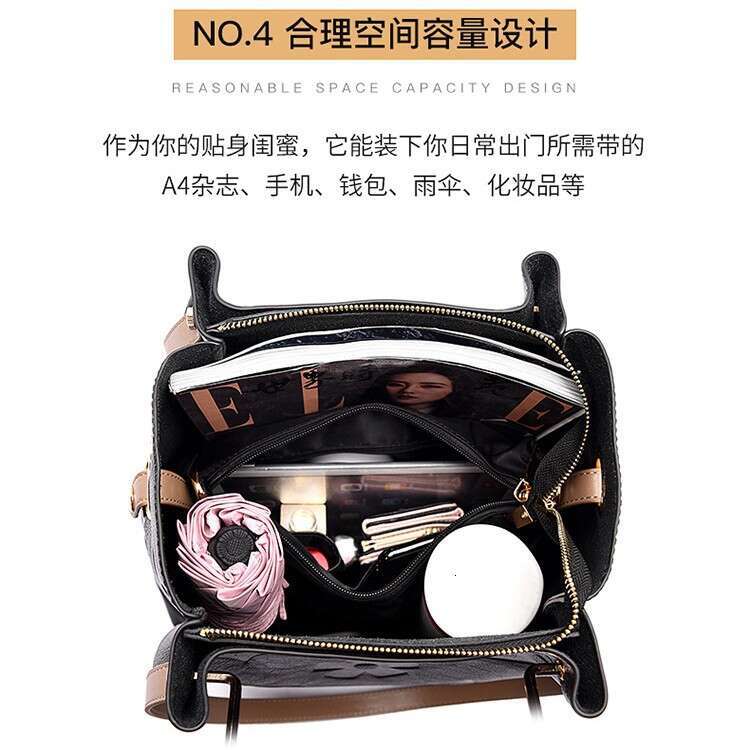 Handbag New Fashion Texture Women's Embossed Shoulder Large Capacity High-End Bucket Bag For Women
