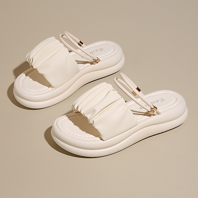 Ddmyoutdoor Stepping On Clouds Sandals For Women Summer New Fairy Style Thick Sole Two Way Wear Soft Beach Half Slippers Outdoor Shoes