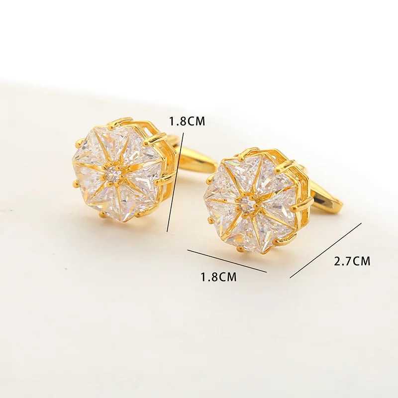 Mens Rhinestone Flower Cufflinks Business Banquet OL Suit Accessories Buttons Fashion French Shirts Zircon Wedding Cuff LinksXJ250614