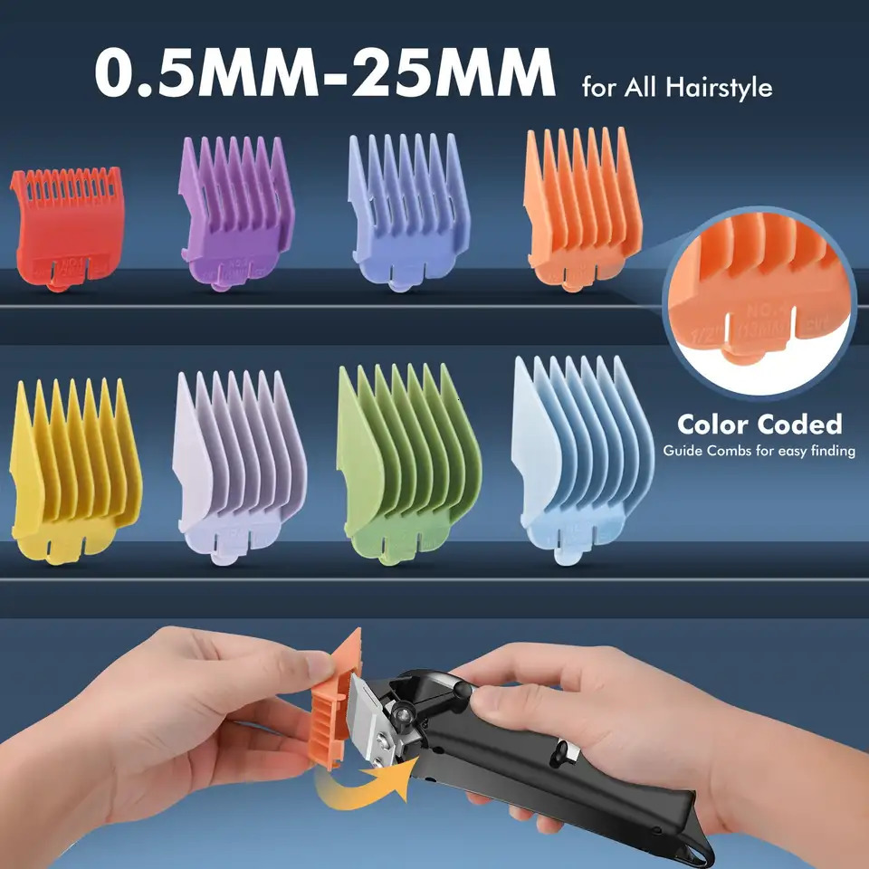 Hair Clippers for Men Professional Cordless Barber Clippers Trimmer with 10 Combs Gift for Him 250612