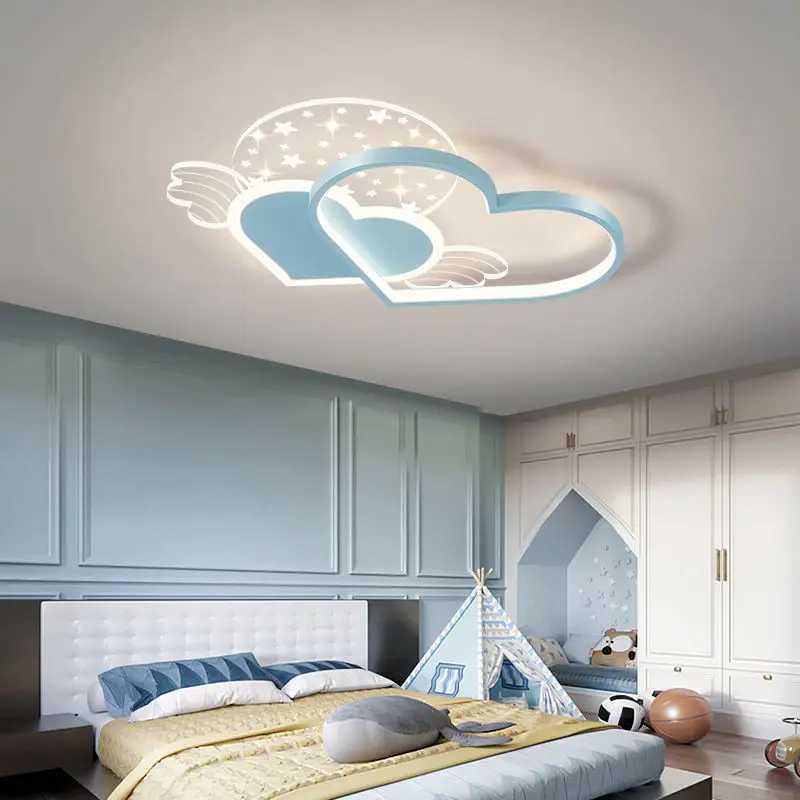 Warm Romantic Childrens Room Ceiling Lamps LED Heart Shaped Lamp Pink Crown Light Princess Room Girl Boy Bedroom Ceiling LightsXJ2500613