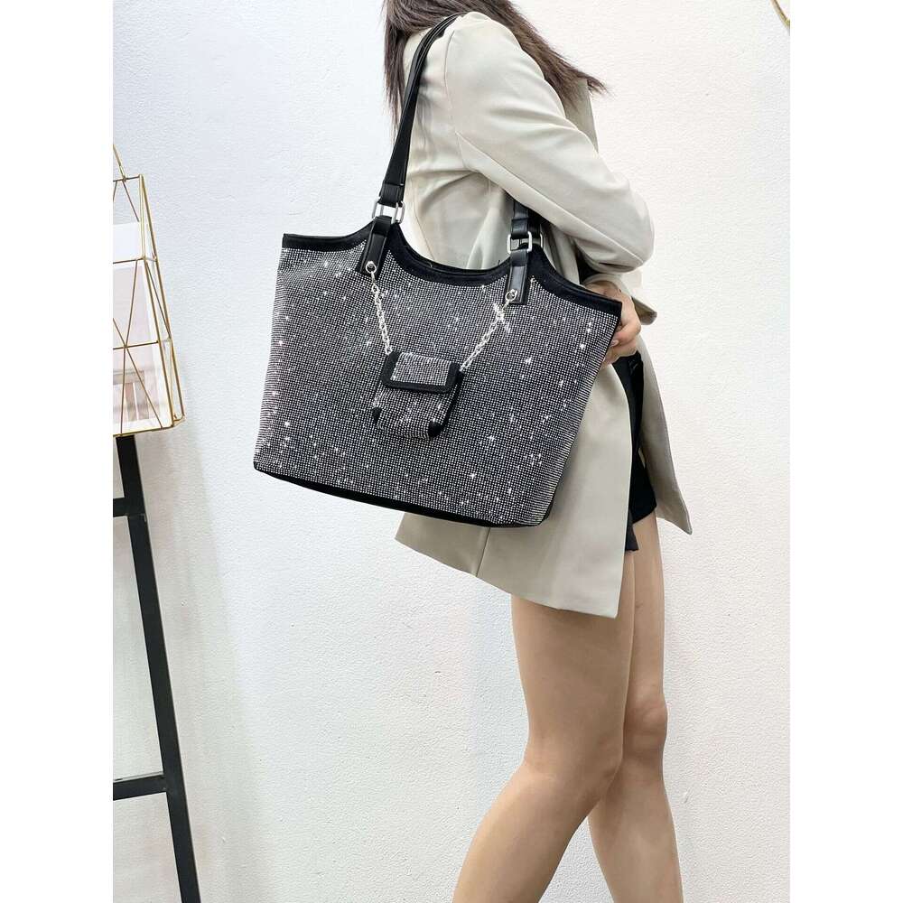 Large Capacity Trendy Rhinestone Shoulder 2024 New Casual Personality Stylish Tote Fashion Crossbody Bag for Women