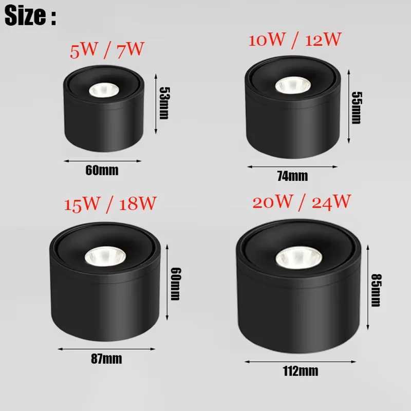 Surface Mounted Dimmable COB LED Downlights 7W 10W 15W 20W 24W Rotatable LED Ceiling Lamp Background Spot Lights Indoor Lighting XJ2500613
