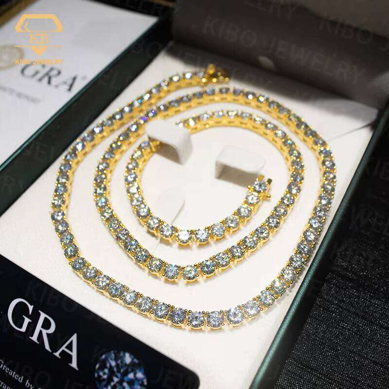 Tester Iced Out Tennis Chain Necklace Passes Sier 2Mm-6.5Mm VVS Silicon 3Mm-5Mm Sizes Available