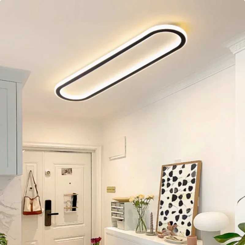 Modern LED Ceiling Light Oval Black Aisle 40/60/80cm Ceiling Light For Bedroom Porch Living Room LED Indoor Lamps and Lighting XJ2500613
