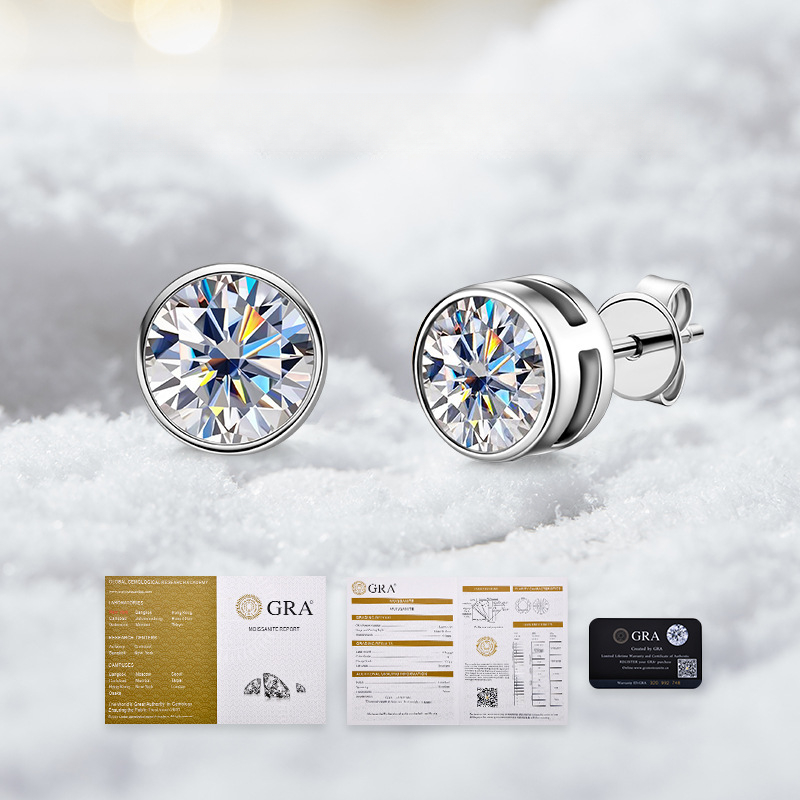 S925 Sterling Silver Simple Elegant Moissanite Stud Earrings - Perfect for Everyday Wear