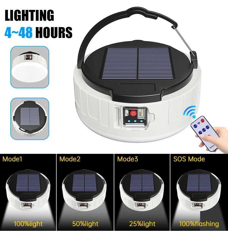 Remote Control Charge 100W LED Tent Lamp Waterproof Portable Lanterns Emergency Night Market Lights Outdoor Solar Camping Lights W250613