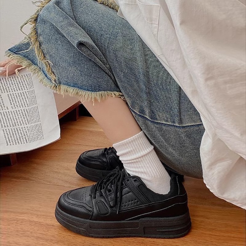 Ddmysports Black Student Sneakers Women Niche Ins Style Autumn New Thick Soled Height Increasing Casual Sports Shoes For Outdoor Shoes