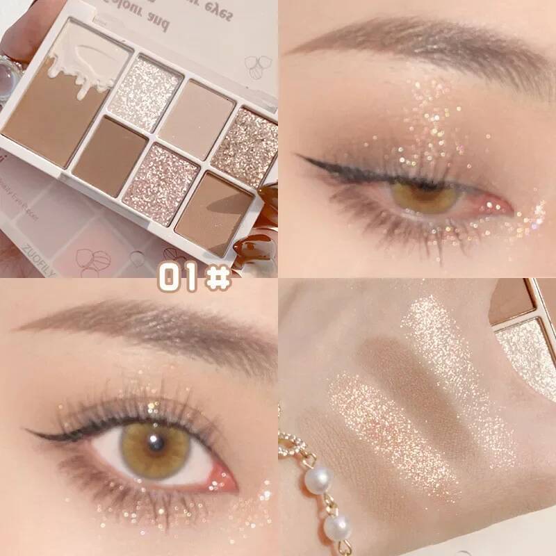 7 Colors Eyeshadow Palette Matte Pearlescent Glitter Waterproof Long Lasting Pigmented Brighten Eyes Makeup Portable Cosmetics