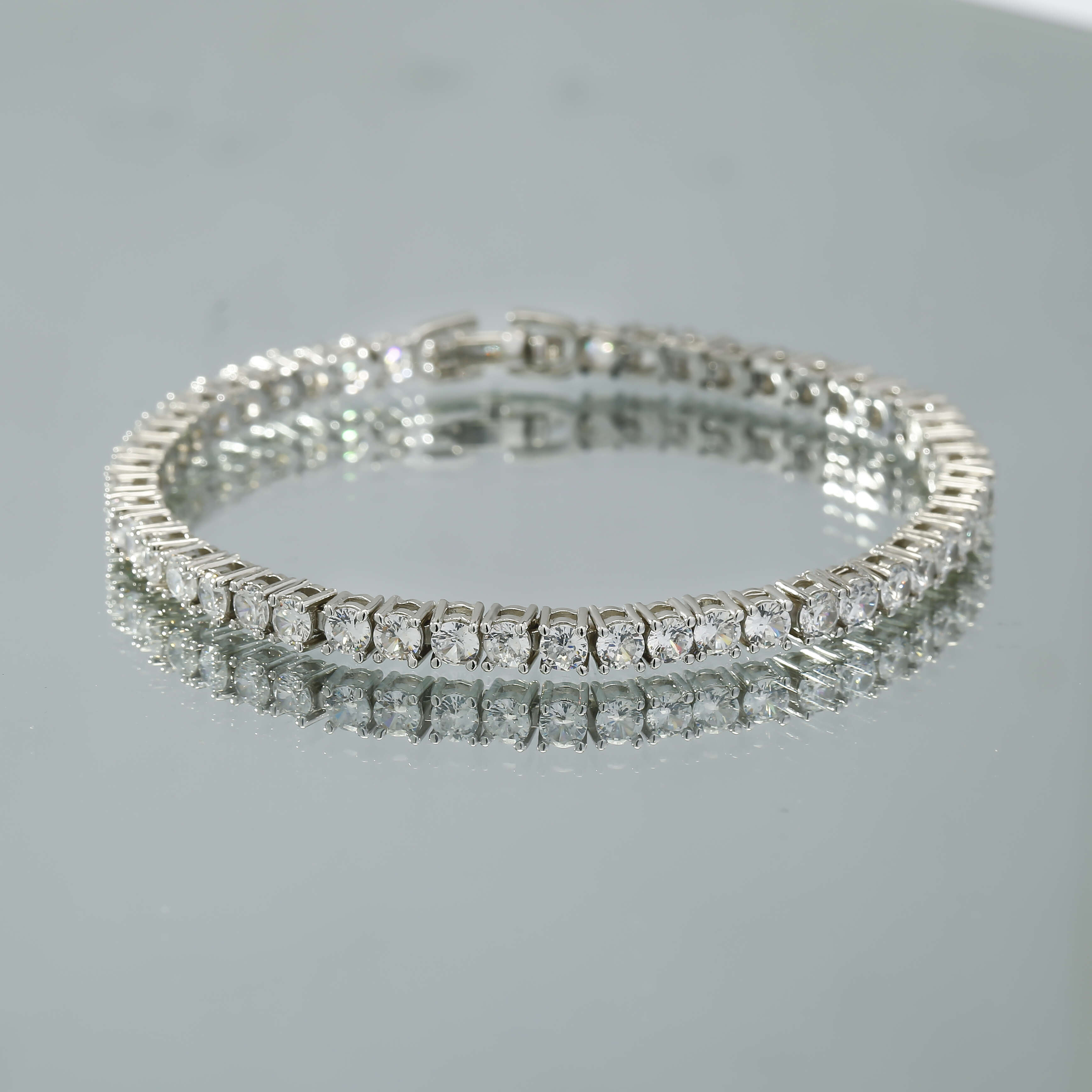 3mm Moissanite Diamond Tennis Bracelet Custom Made Brass Bracelet Silver Plated Zirconia Chain