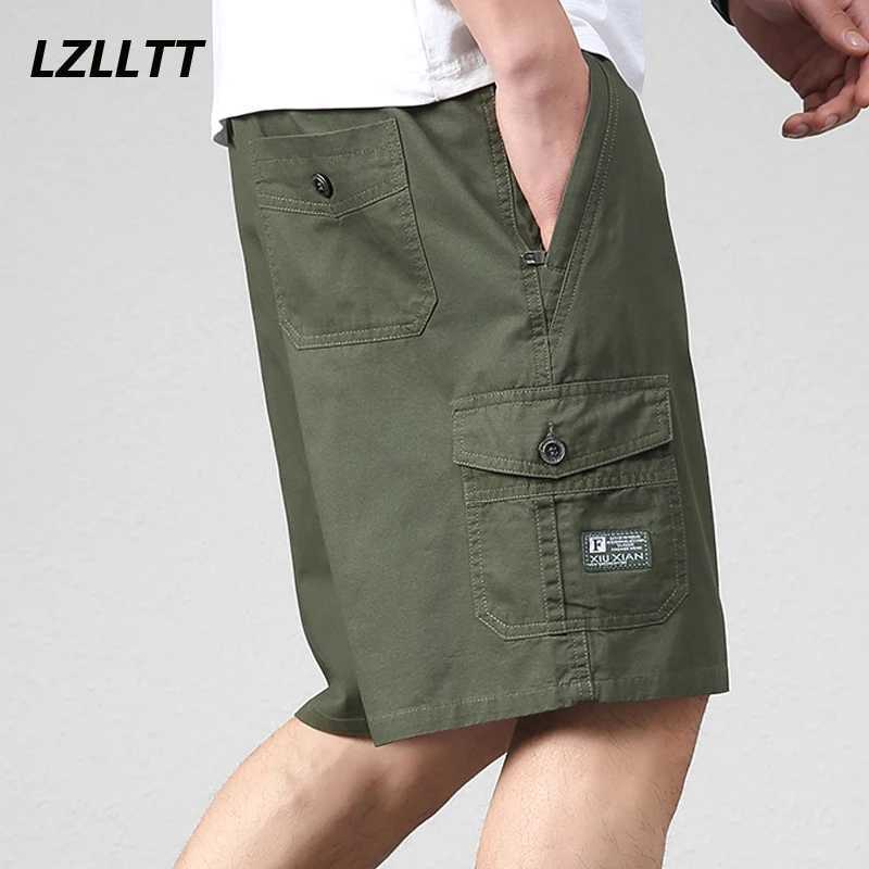 2025 Summer Men 00% Cotton Cargo Shorts Men Fashion Casual Multi Pockets Shorts Men Military Quick Dry Tactical Shorts Male 5XL W250614
