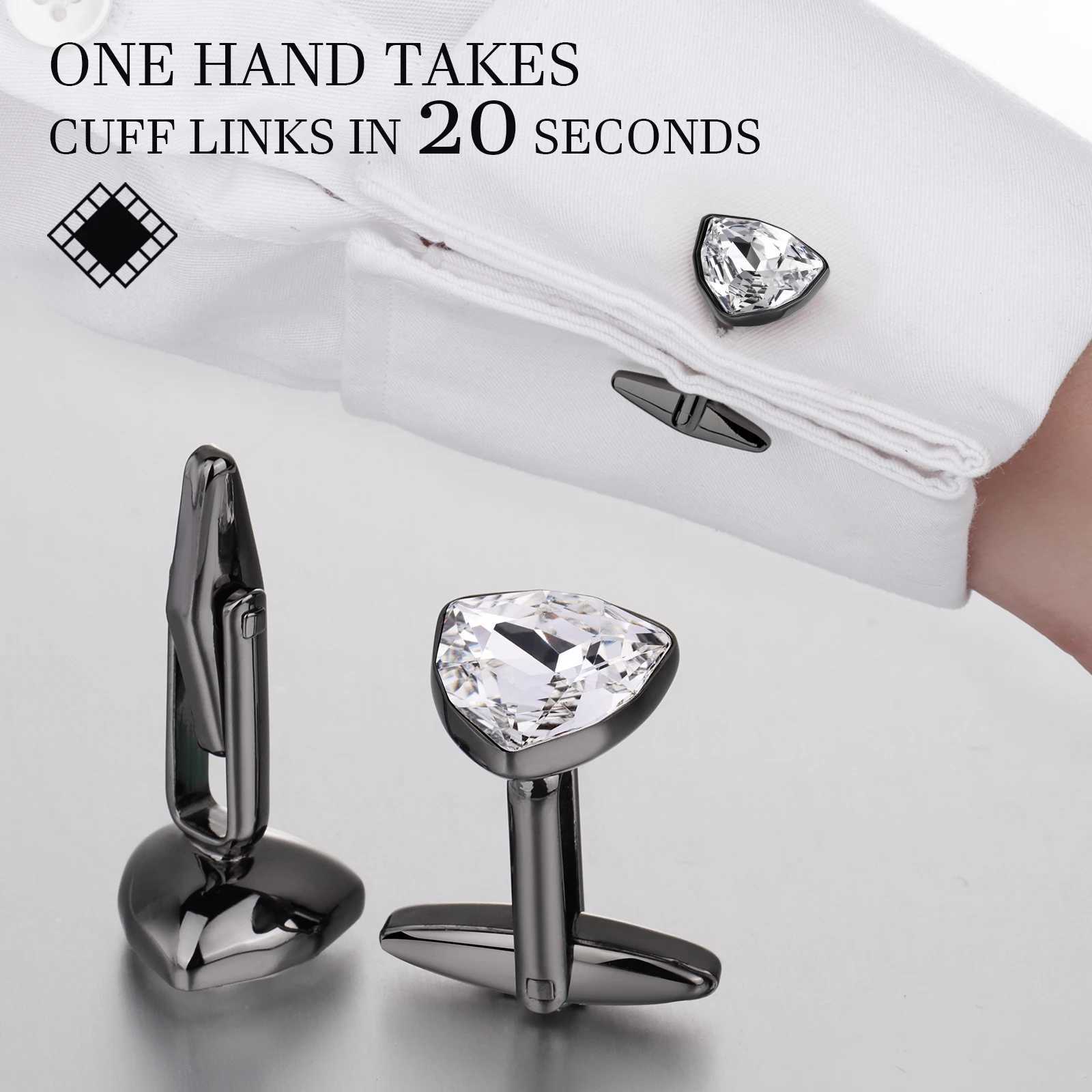 HAWSON Mens Cufflinks and Tuxedo Studs Set luxury crystal cufflinks for Birthday Wedding Anniversary Jewelry or Accessories XJ250614