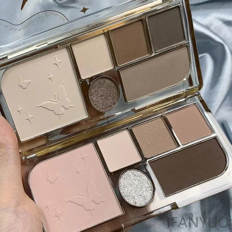 6 Color Black y Eyeshadow Pallets Face Matte Contour Blush Powder All-in-One Makeup Pigments Shimmer Women Cosmetics Korean