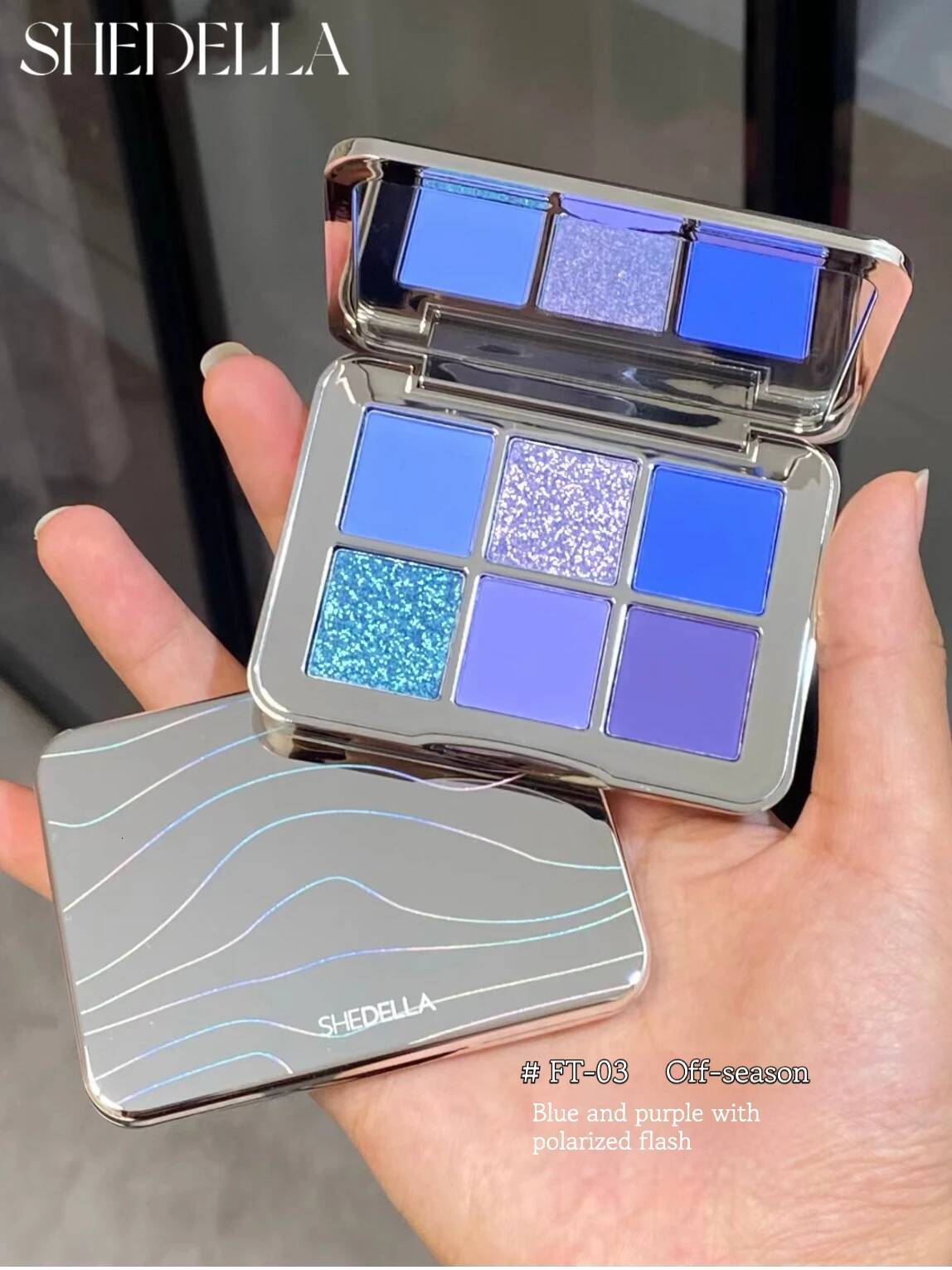 Shedella 6 Color Eyeshadow Platte Portable Shimmer Matte Pearlescent Blue Green Eye Shadow Purple Cool Snow Iceberg Natural