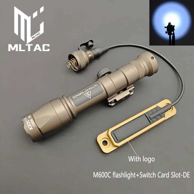 Tactical M300C M600C LED Flashlight With Full Card Slot Rat Tail Pressure Switch Outdoor Climbing Mountains Hunting Weapon LightXJ250613
