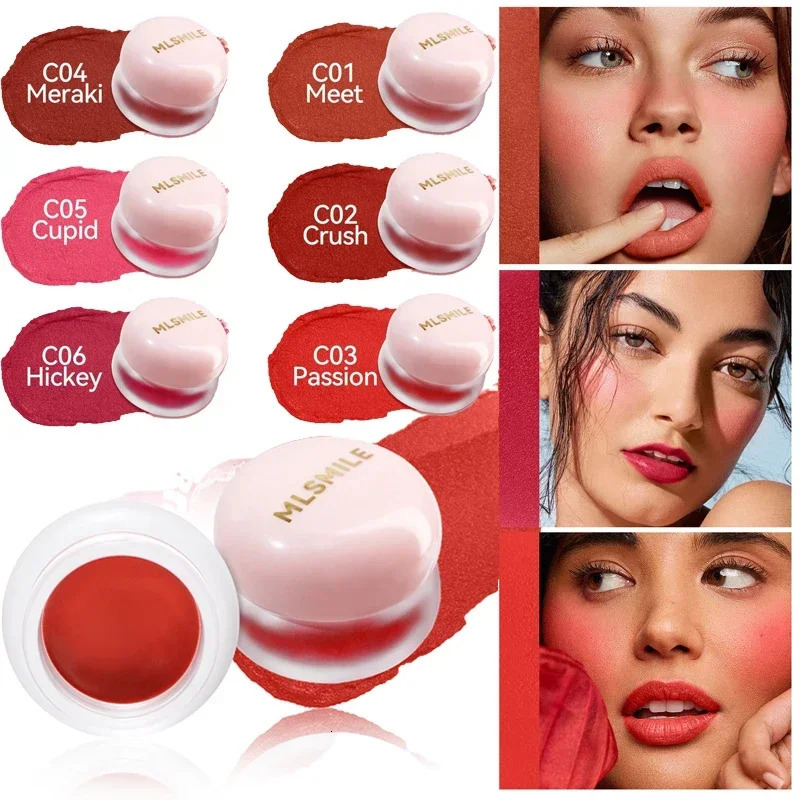 6 Colors Jelly Lip Cheek Mud Velvet Matte Blusher Lipsticks Berry Red Lip and Cheek Blush Cream Lasting Makeup Rouge Cosmetics 250614