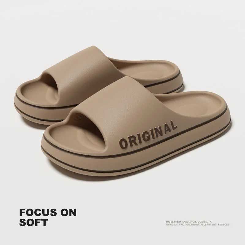 Feslishoet Womens Solid Color Letter Slippers And Mens Beach Slides with Thick Sole Indoor Anti-Slip Summer Couple Sandals Z250614