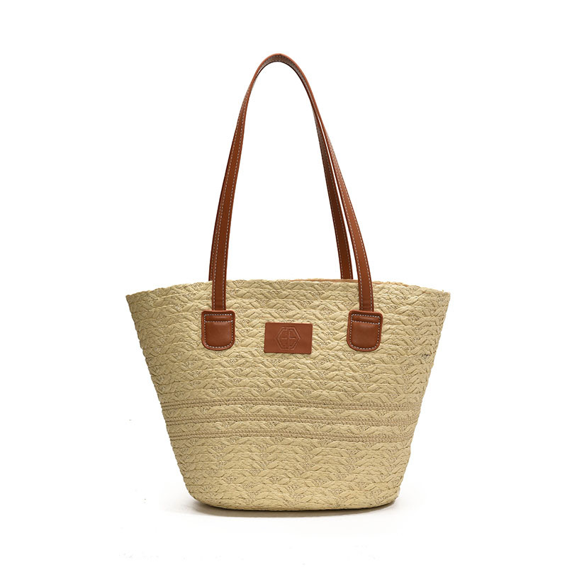 Hot Free Shipping Lafte Grass Hand Woven Straw Woven Tote Bags for Women Shoulder Raffia Bag Rattan Large Shopping Basket Beach Bag Luxury Crochet Han