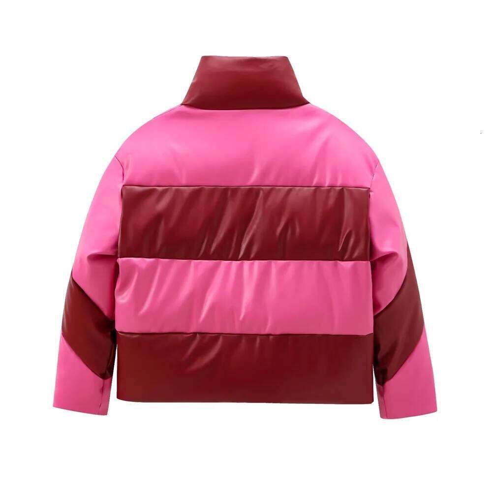 Autumn New Product Women's Fashion Leisure Versatile Stand up Collar Zipper Decoration Love Color blocked Cotton Coat