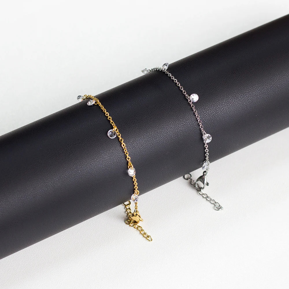 LUXUSTEEL Stainless Steel Bracelets For Women Gold Plated Silver Color Charm Cubic Zirconia Link Chain Bracelets Pulsera Collier 250610