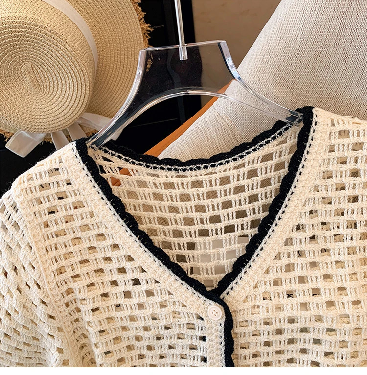 Sunflower y Crochet Top Short Sleeve Button Front Semi Sheer Openknit Blouse Summer Women Teengirl Fairycore Outfit 250614