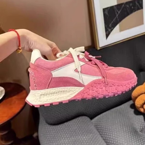 Ddmysports Raspberry Pink Height Increasing Agan New Style Small Size Thick Sole German Training Spring Autumn Fashion Casual Shoes Outdoor Shoes