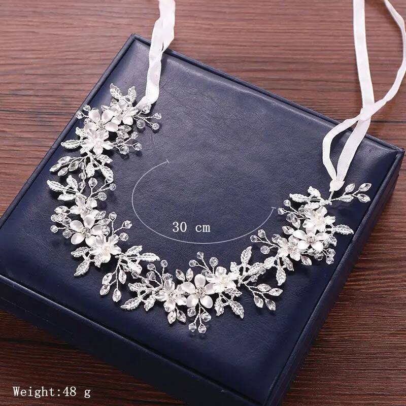 Crystal Flower Leaf Headbands Tiaras Rhinestone For Women Pageant Prom Bridal Wedding Hair Accessories Jewelry Tiara Gift