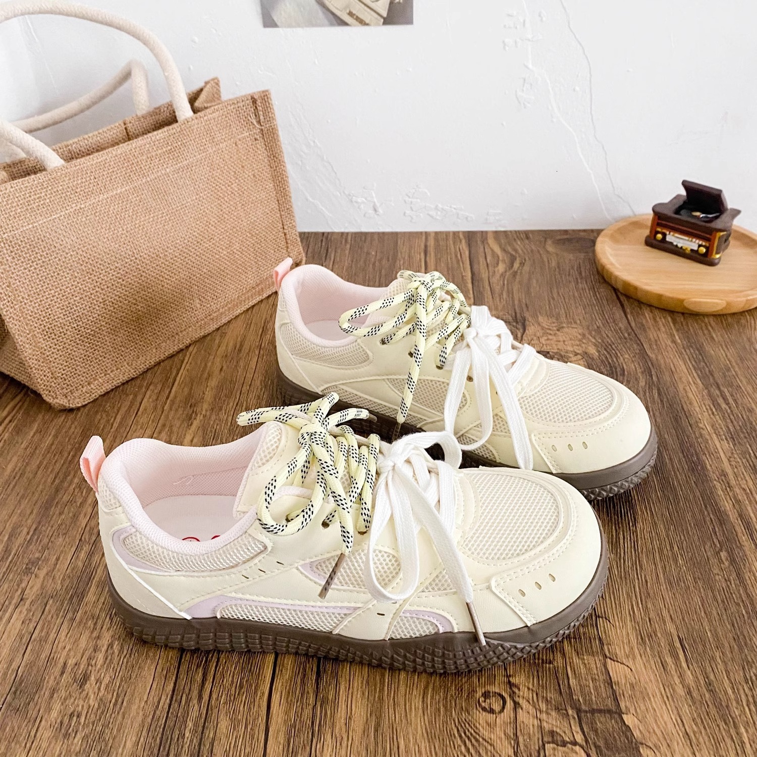 Ddmysports Spring New White Sneakers Mesh Breathable Sports Casual Fashion Versatile Non Slip German Training Shoes For Women Outdoor Shoes