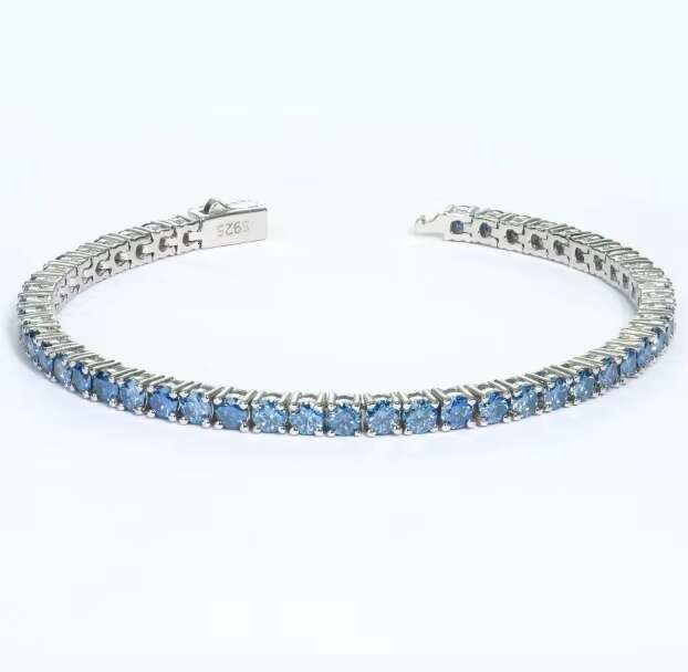 3mm Tennis Chain Bracelet with Zirconia Moissanite 925 Sterling Silver Mens Jewelry Luxury Hip Hop Wristband